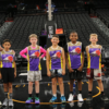 A picture of Unlocked Potential Flag Elite youth basketball league runners up at the Phoenix Suns mortgage matchup arena.