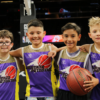 A picture of a youth basketball team playing in the Unlocked Potential Flag Elite youth winter basketball league championship.