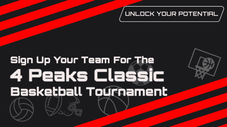The thumbnail for Unlocked Potential's blog for the 2025 annual 4 Peaks Classic Basketball tournament in Flagstaff, AZ