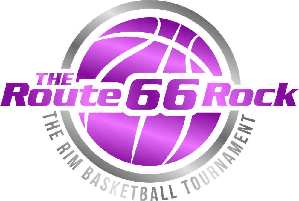 The logo for Unlocked potential's basketball tournament titled The Route 66 Rock the Rim tournament.