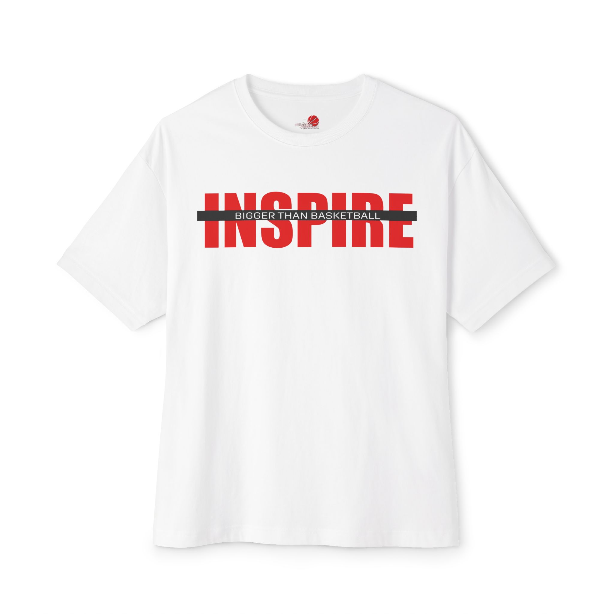 Inspire Logo Red with Black On A White T Shirt