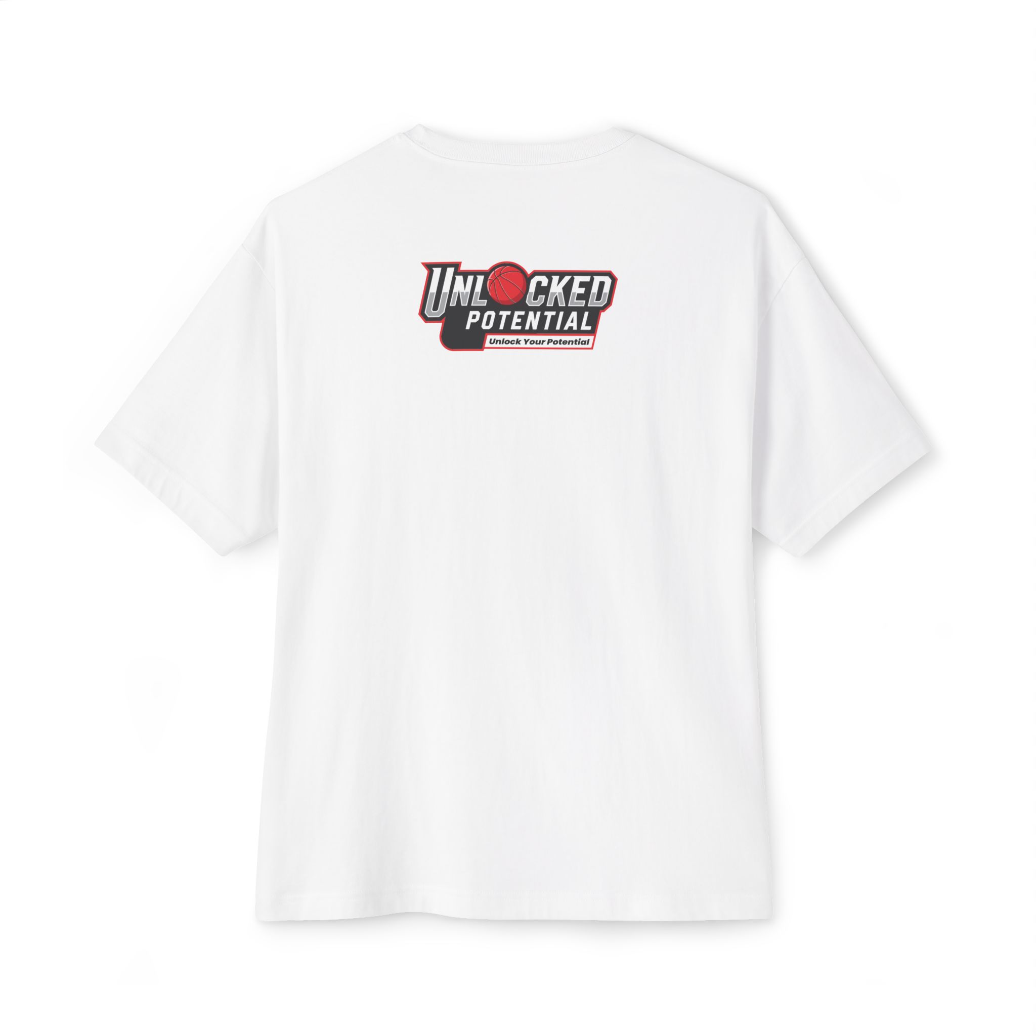 Unlock Your Potential Logo Black with Red on a White T-Shirt
