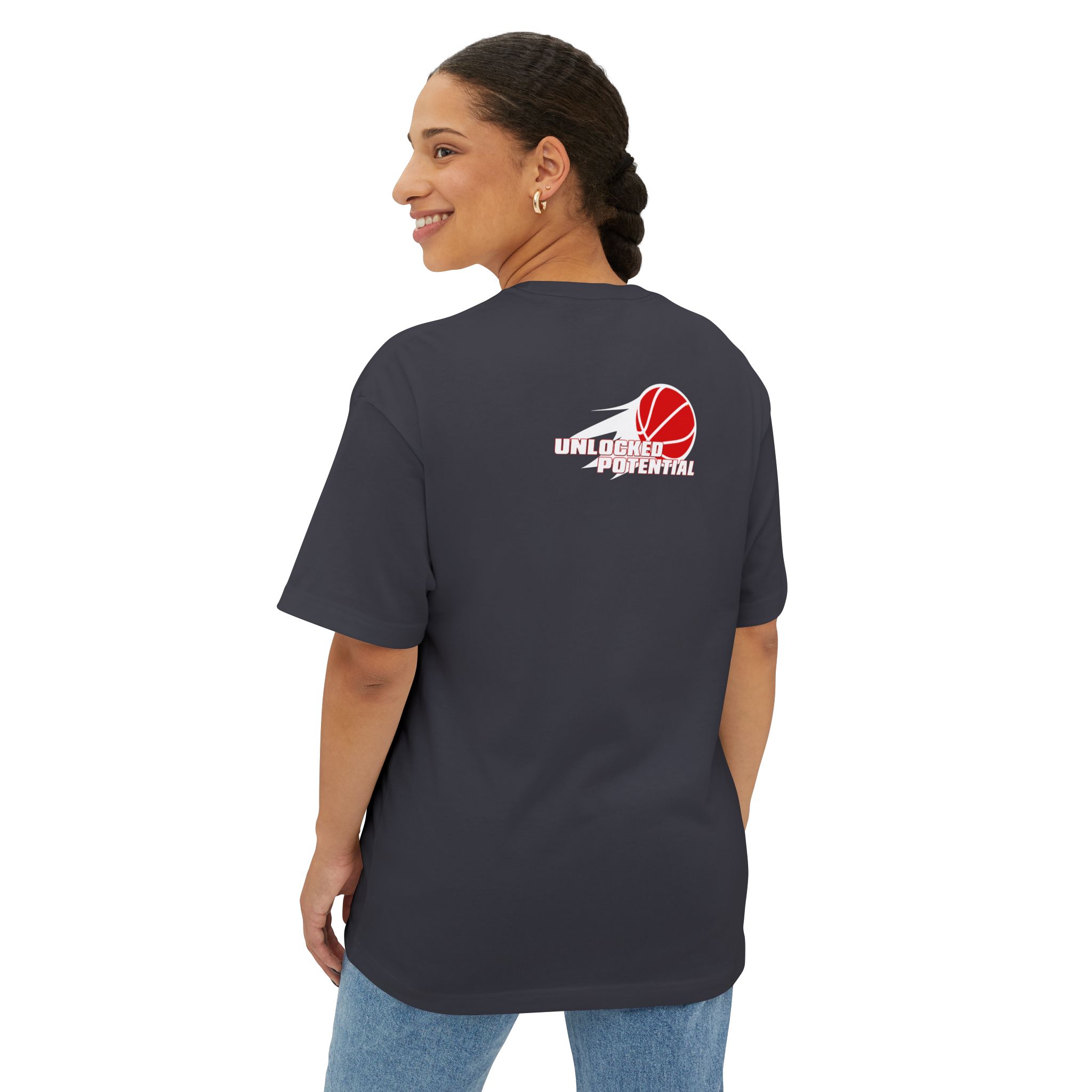 Circle Unlock Your Potential Logo Red With White on a Black T-Shirt