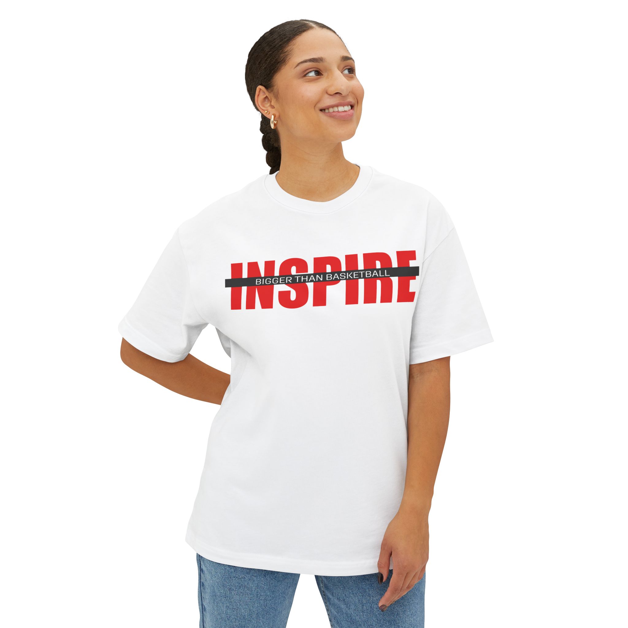 Inspire Logo Red with Black On A White T Shirt