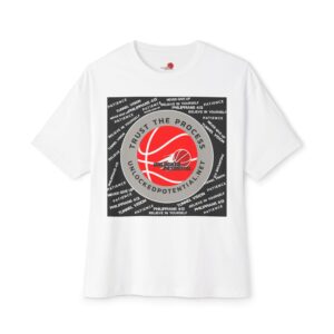 Trust The Process Logo Black with Red on a White T-Shirt