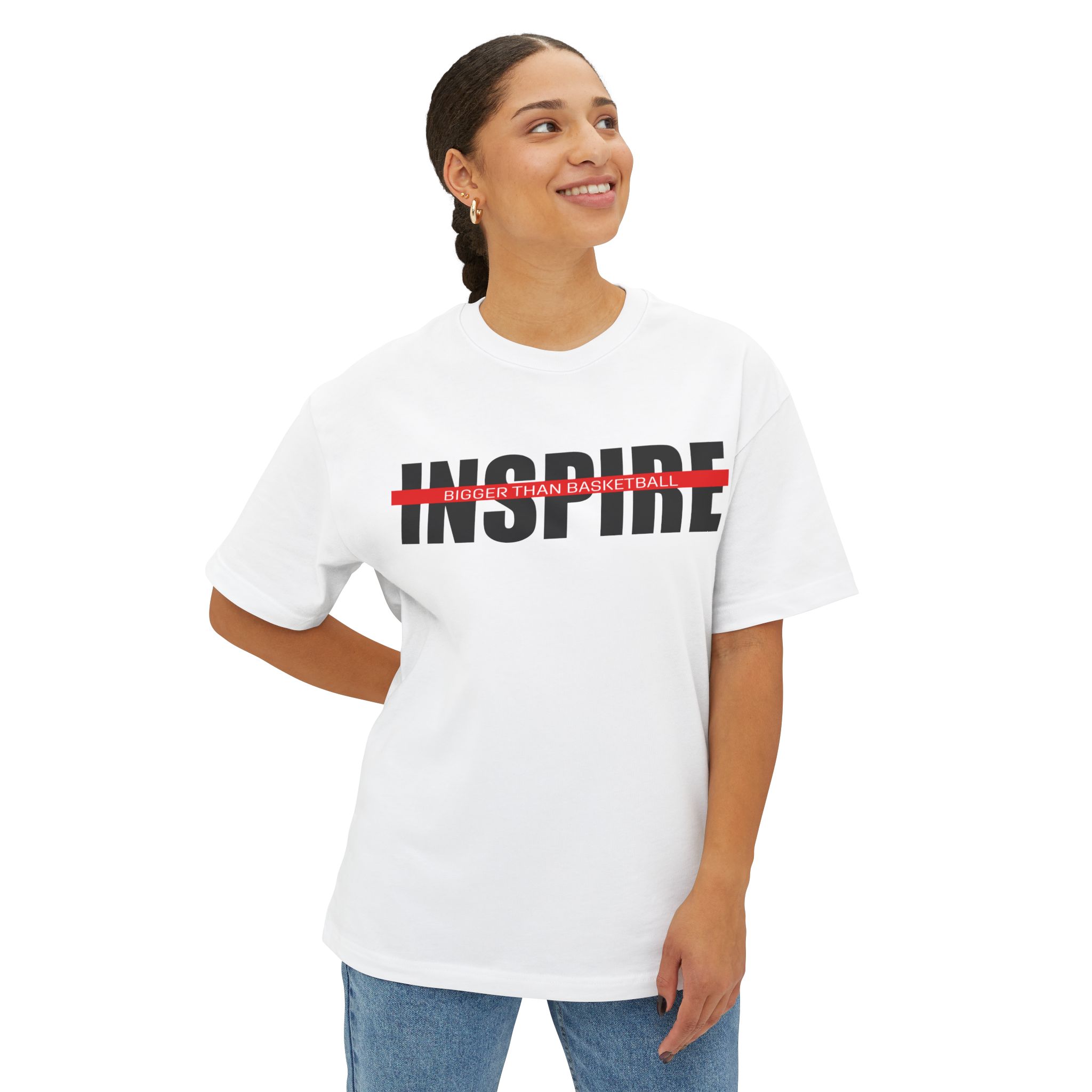 Inspire Logo Black with Red on A White T-Shirt