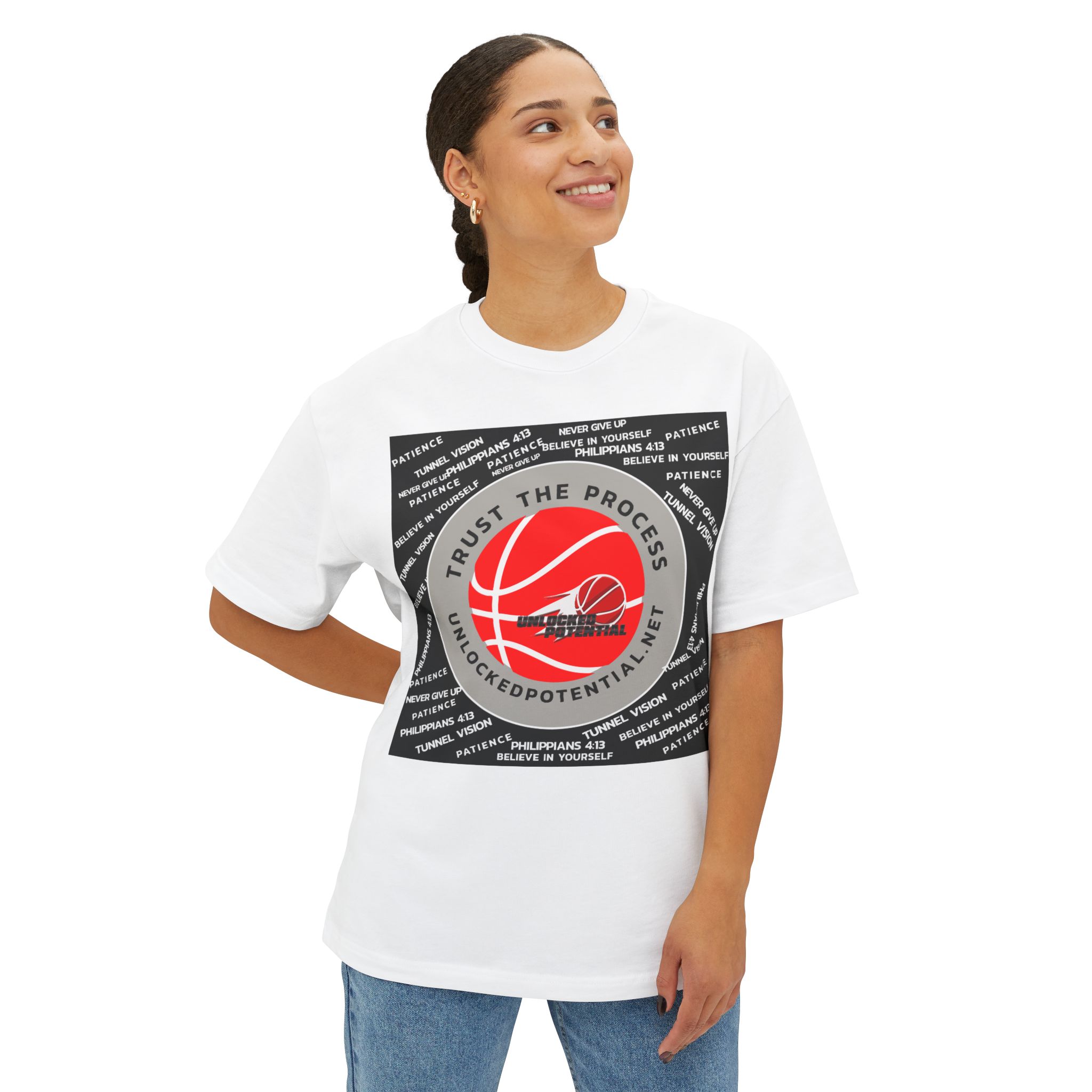 Trust The Process Logo Black with Red on a White T-Shirt