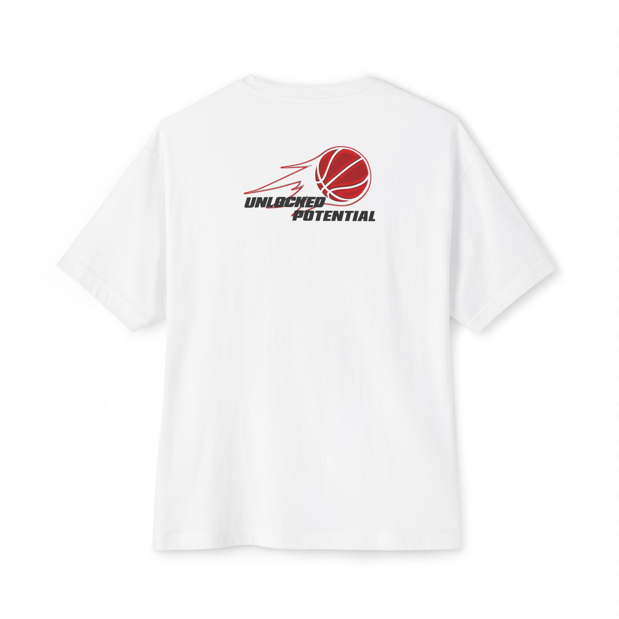 Unlocked Potential Circle Logo Red and Black on a White T-Shirt