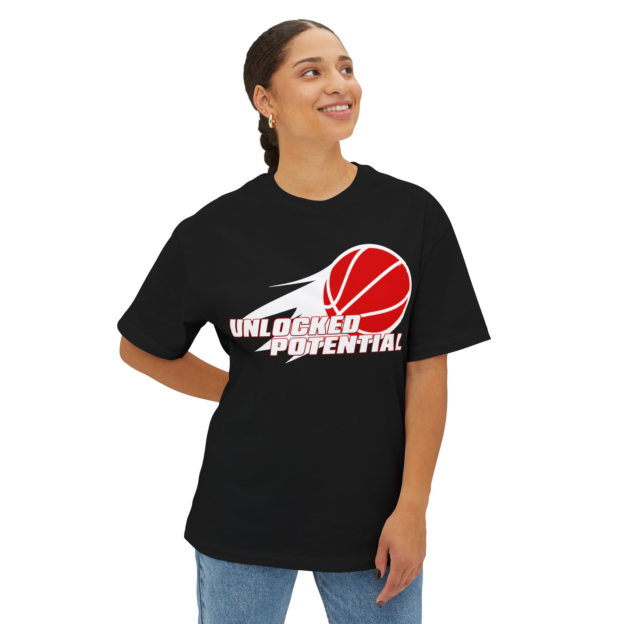 Unlocked Potential Logo Red and Silver on a Black T-Shirt