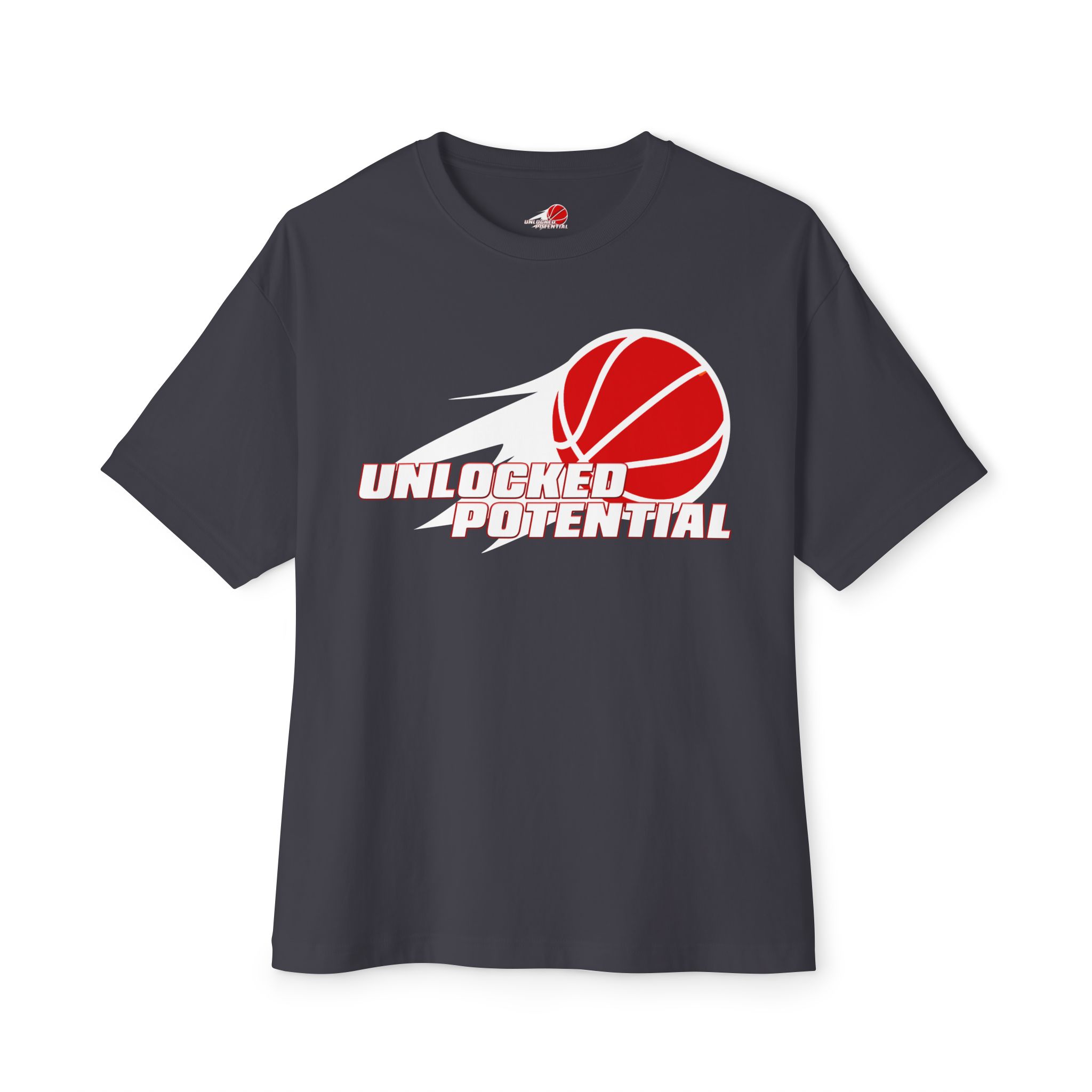 Unlocked Potential Logo Red and Silver on a Black T-Shirt