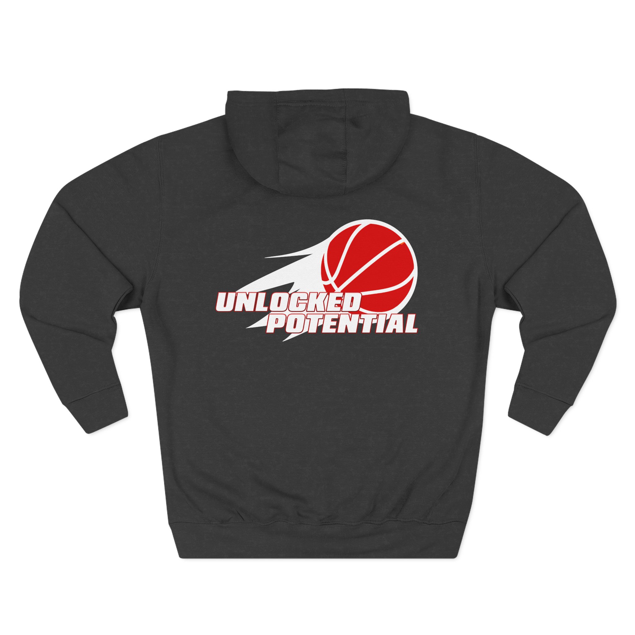 Hoodie Unlocked Potential Red and Black Logo on a White Hoodie