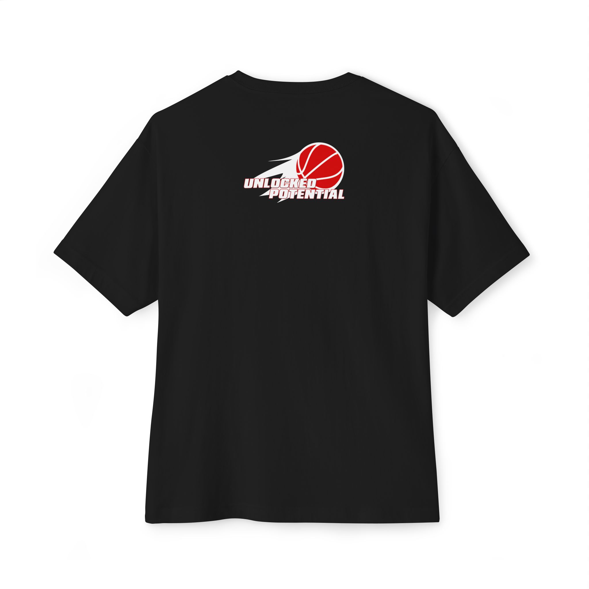 Circle Unlock Your Potential Logo Red With White on a Black T-Shirt