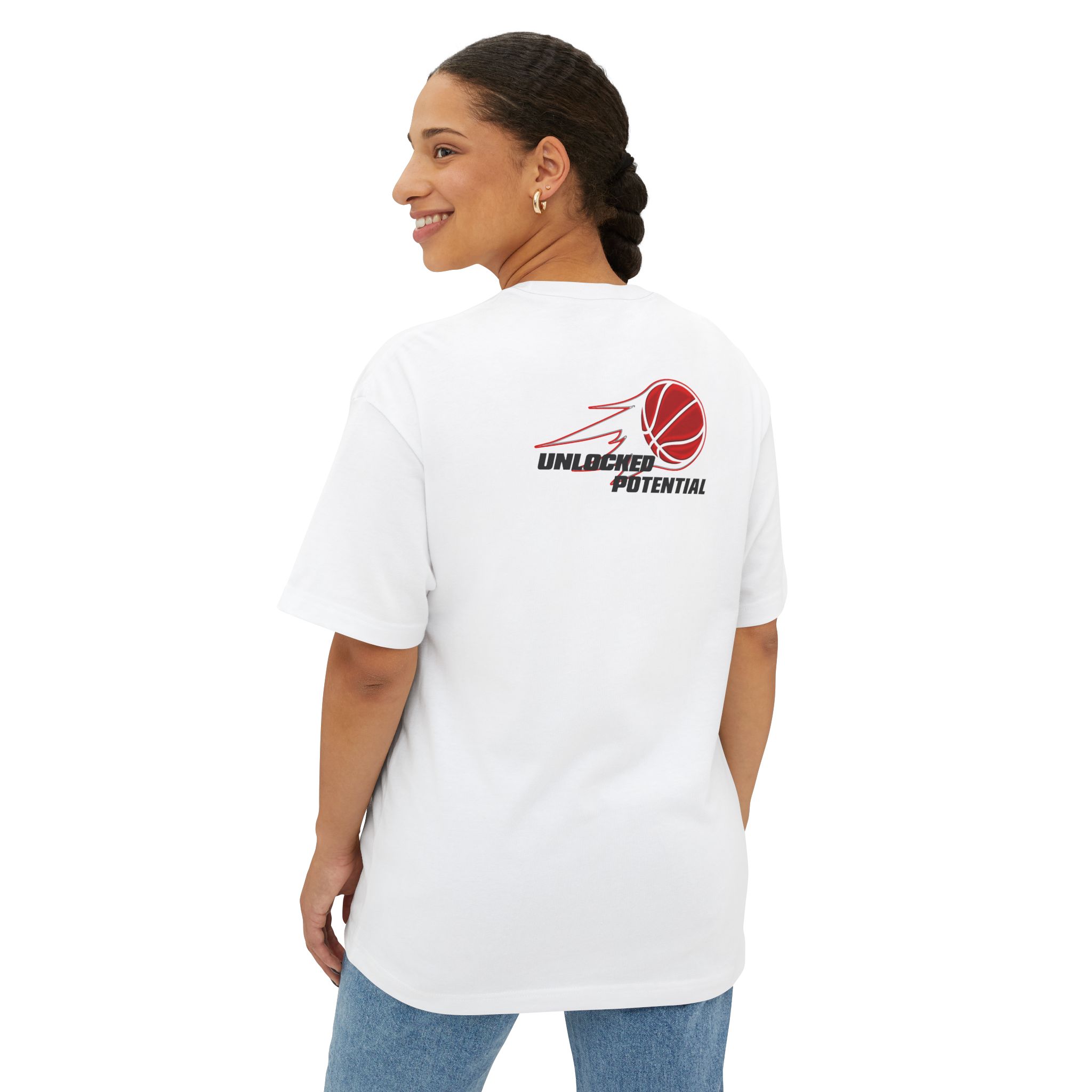 Unlocked Potential Circle Logo Red and Black on a White T-Shirt