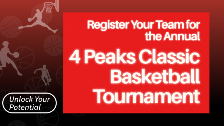 The thumbnail for the blog by Unlocked Potential titled "Register your team for the 2026 annual 4 Peaks classic youth basketball tournament"